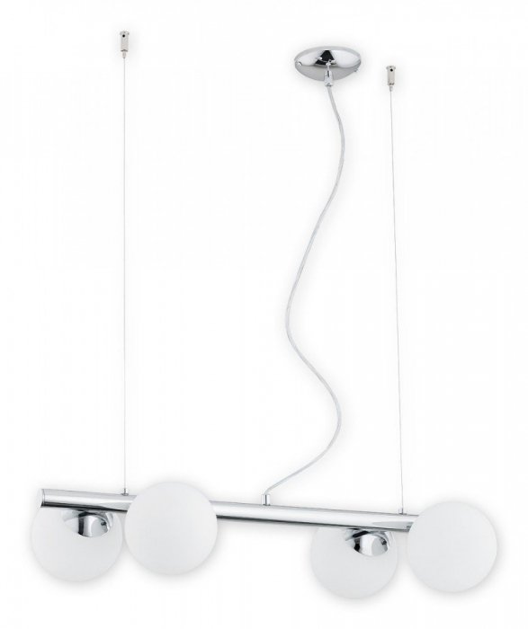 LAMPA WISZĄCA CHROM SZKLANE KULE BIAŁE MLECZNE LEMIR OSSO 