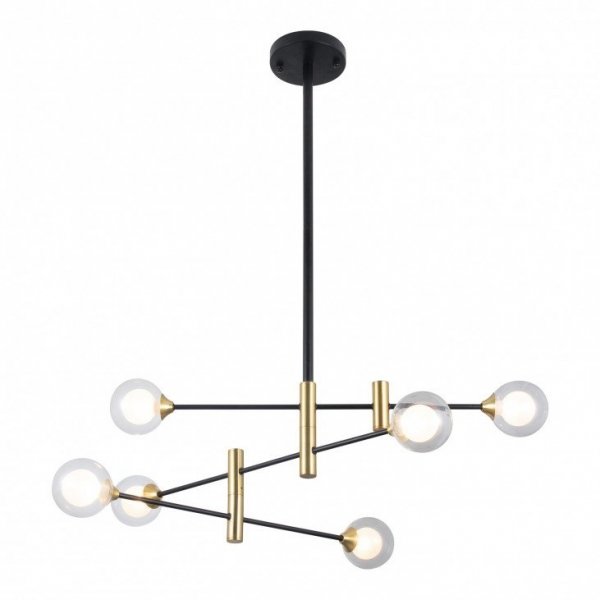 ITALUX MARINO PND-9148-6 LAMPA WISZĄCA CZARNA SZKLANE PRZEZROCZYSTE KLOSZE NOWOCZESNA DO SALONU
