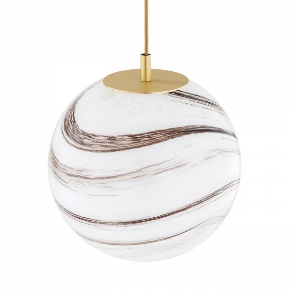 LAMPA WISZĄCA ZŁOTA NA KOLE MOSIĄDZ SZCZOTKOWANY KLOSZE KULE SZKLANE ALA MARMUR W STYLU GLAMOUR DO SALONU SYPIALNI KUCHNI JADALNI ARGON ARUBA 6299