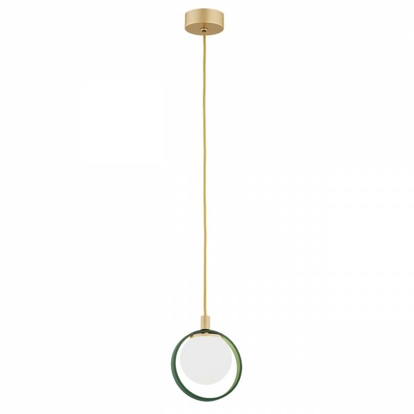 LAMPA WISZĄCA NAD STÓŁ BAR WYSPĘ ZŁOTA ZIELONE KÓŁKO BIAŁY SZKLANY KLOSZ KULA ARGON SATURNIA 8256
