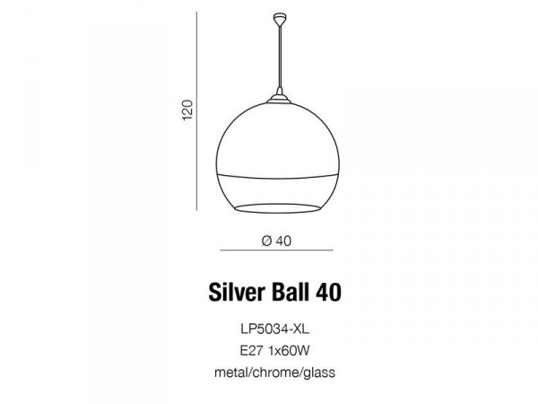AZZARDO SILVER BALL 40 AZ0734 LAMPA WISZĄCA ELEGANCKA NOWOCZESNA CHROM DUŻA