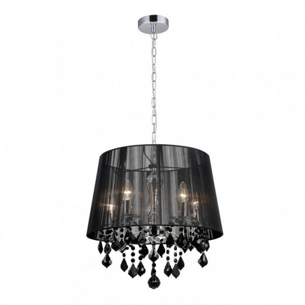 ITALUX CORNELIA MDM-2572/5 BK LAMPA WISZĄCA GLAMOUR CZARNA Z KRYSZTAŁKAMI DO SALONU 