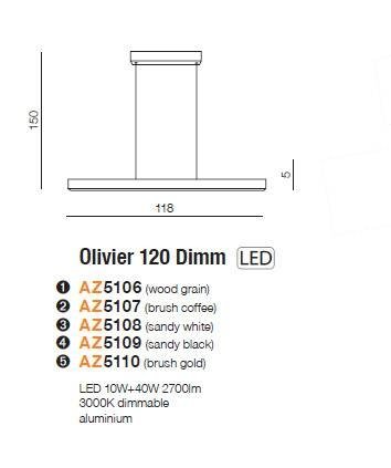 AZZARDO OLIVIER AZ5109 DIMM LAMPA WISZĄCA LED BELKA LISTWA NAD STÓŁ  CZARNA  BARWA CIEPŁA 3000K MOŻLIWOŚĆ ŚCIEMNIANIA