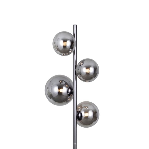 LAMPA PODŁOGOWA CZARNA KULE GRAFITOWE SZKLANE ITALUX CANELLO FL-406007-4-BCR