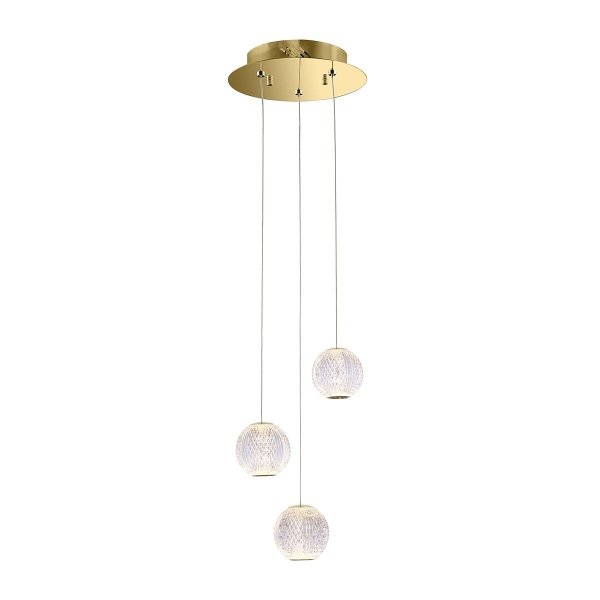  ITALUX ROSARIO PND-12220121-3A-GD LAMPA ZŁOTA WISZĄCA NOWOCZESNA PRZEZROCZYSTE KLOSZE 