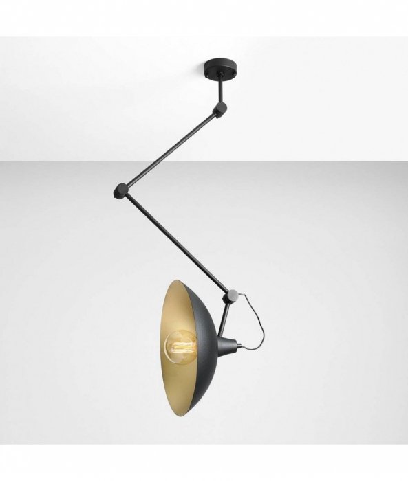 ALDEX MELOS BLACK GOLD 808PL_G1_Z LAMPA SUFITOWA INDUSTRIALNA CZARNO ZŁOTA METALOWA NA WYSIĘGNIKU 