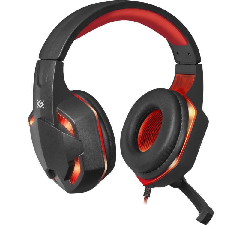 Słuchawki z mikrofonem Defender WARHEAD G-370 podświetlane Gaming + GRA czarno-czerwone