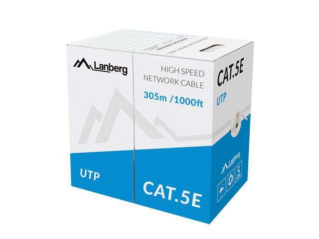 Kabel UTP Lanberg 100Mb/s 305m drut CCA czarny