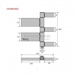 12.020 Zawias kontenera 300x275 lewy