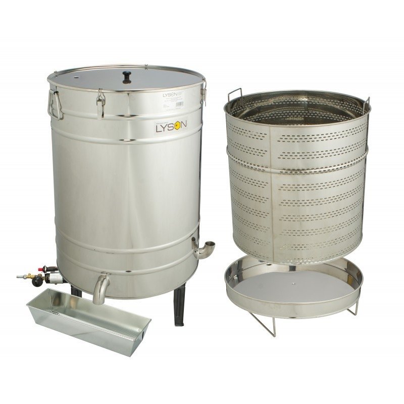 Wax melter based on settler 200l with a perforated basket + free gas stool