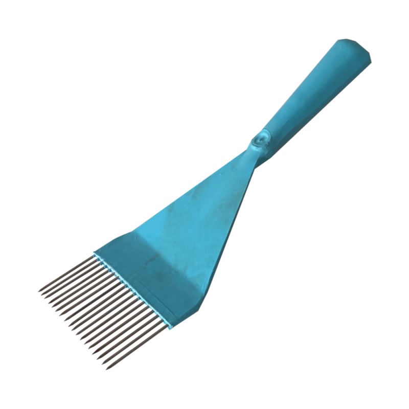 Fork uncapper, stainless straight needles, plastic handle