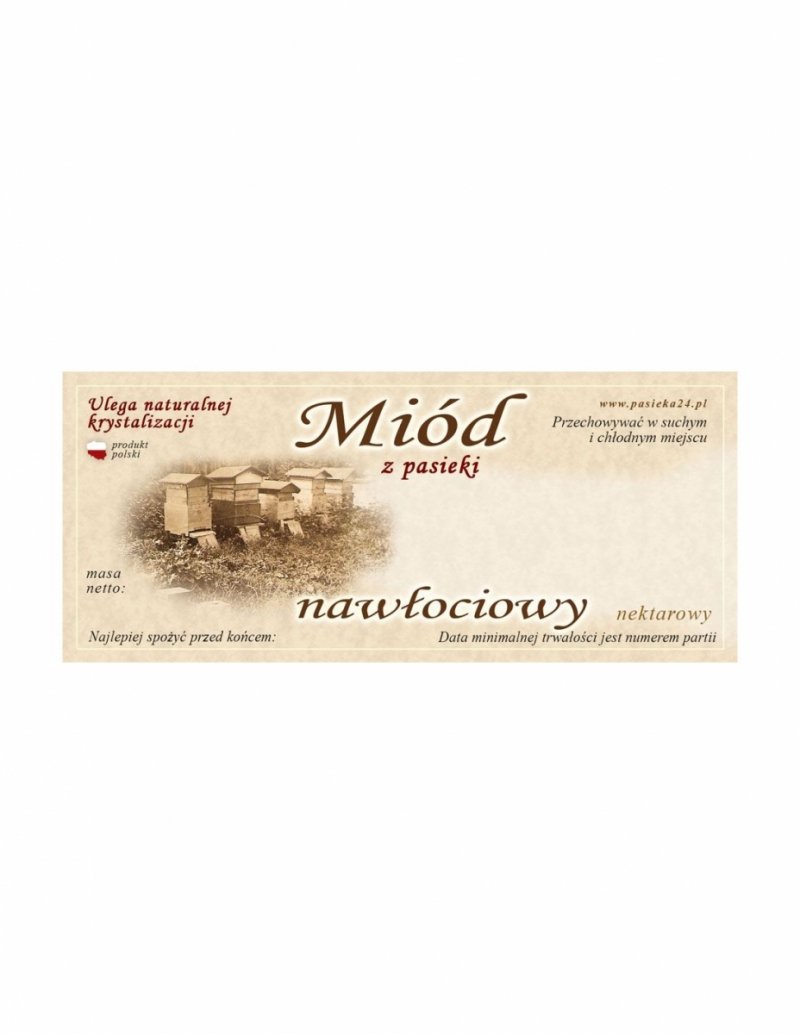 Paczka etykiet na miód nawłociowy 116x50 (100szt)