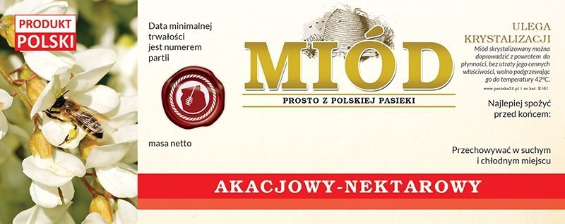 Paczka etykiet na miód akacjowy 154x60 (100szt)