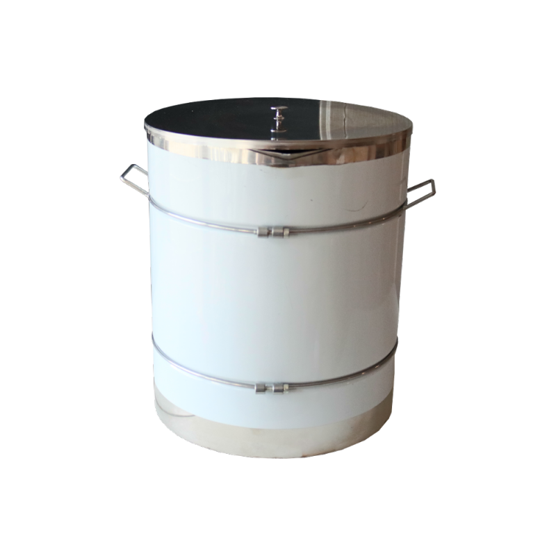 Pojemnik z dziubkiem na wosk, miód  z pokrywą i uchwytami (nierdzewny)