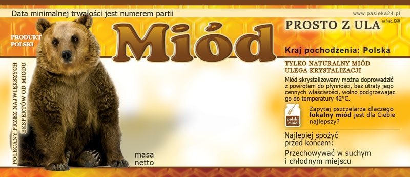 Paczka etykiet na miód uniwersalna 116x50 (100szt)