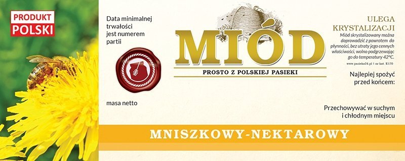 Paczka etykiet na miód mniszkowy 154x60 (100szt)