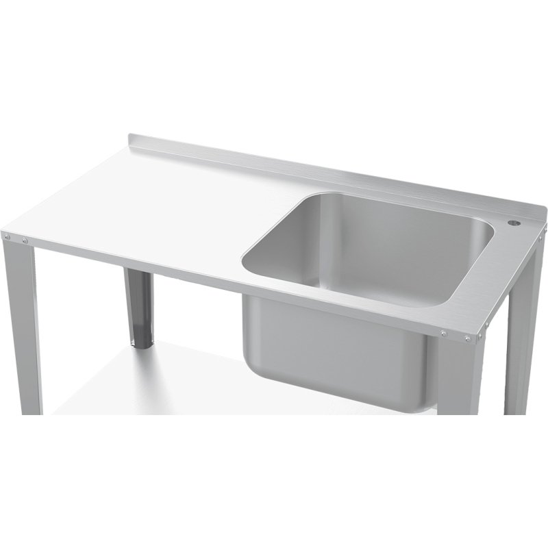 Stół roboczy do pracowni pasiecznej ze stali nierdzewnej ze zlewozmywakiem, 1500 mm