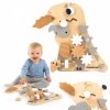 Drewniana tablica manipulacyjna Montessori 10 w 1 Sensoryczna, Edukacyjna - Dinozaur