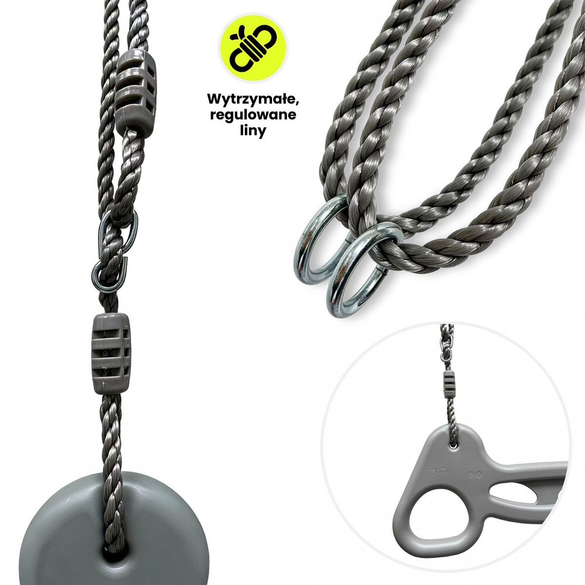 Ergonomiczny trapez gimnastyczny - uchwyt treningowy na linach, zestaw do huśtawki HyperMotion