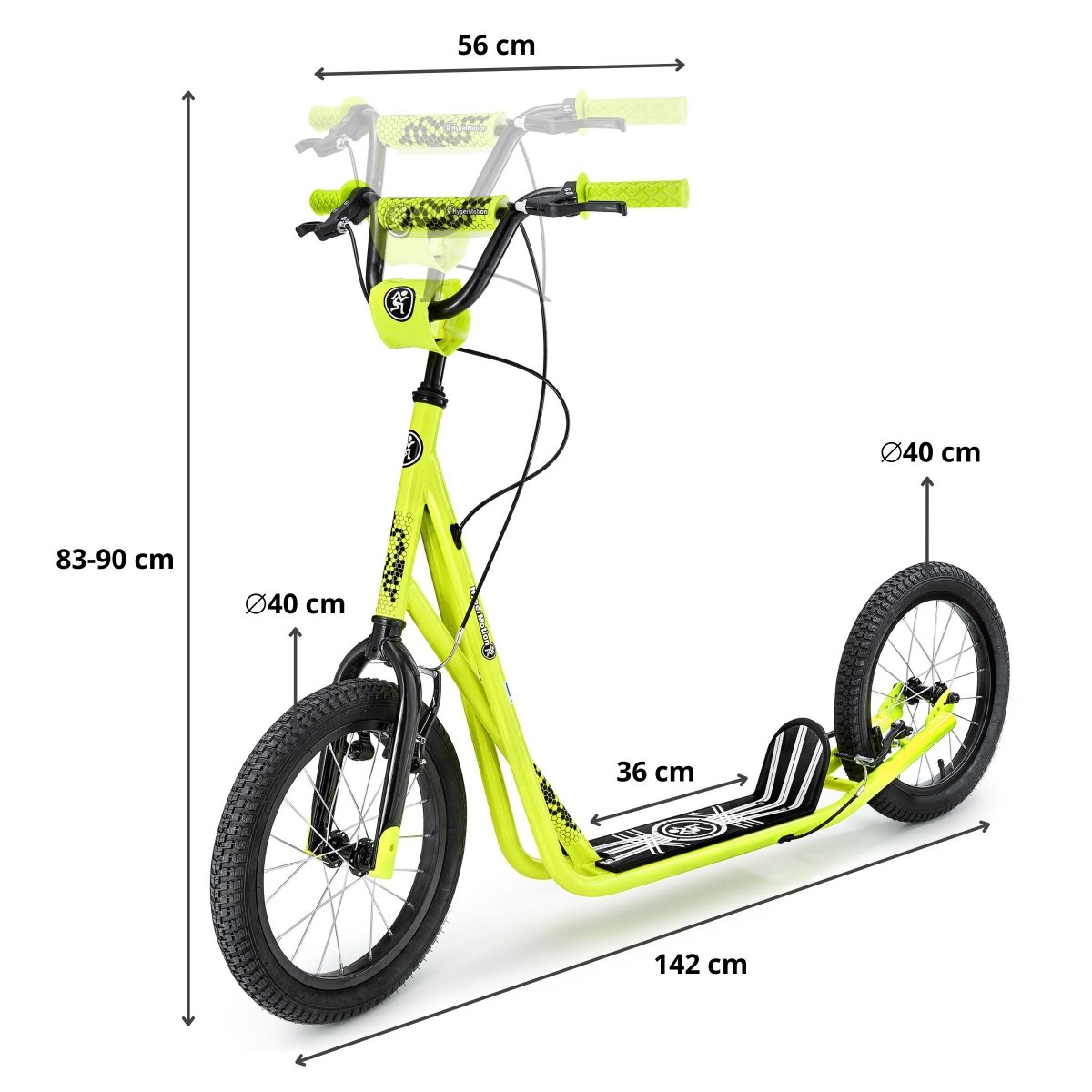 Hulajnoga miejska Hypermotion RUNKIE z pompowanymi kołami 16'' (40 cm)