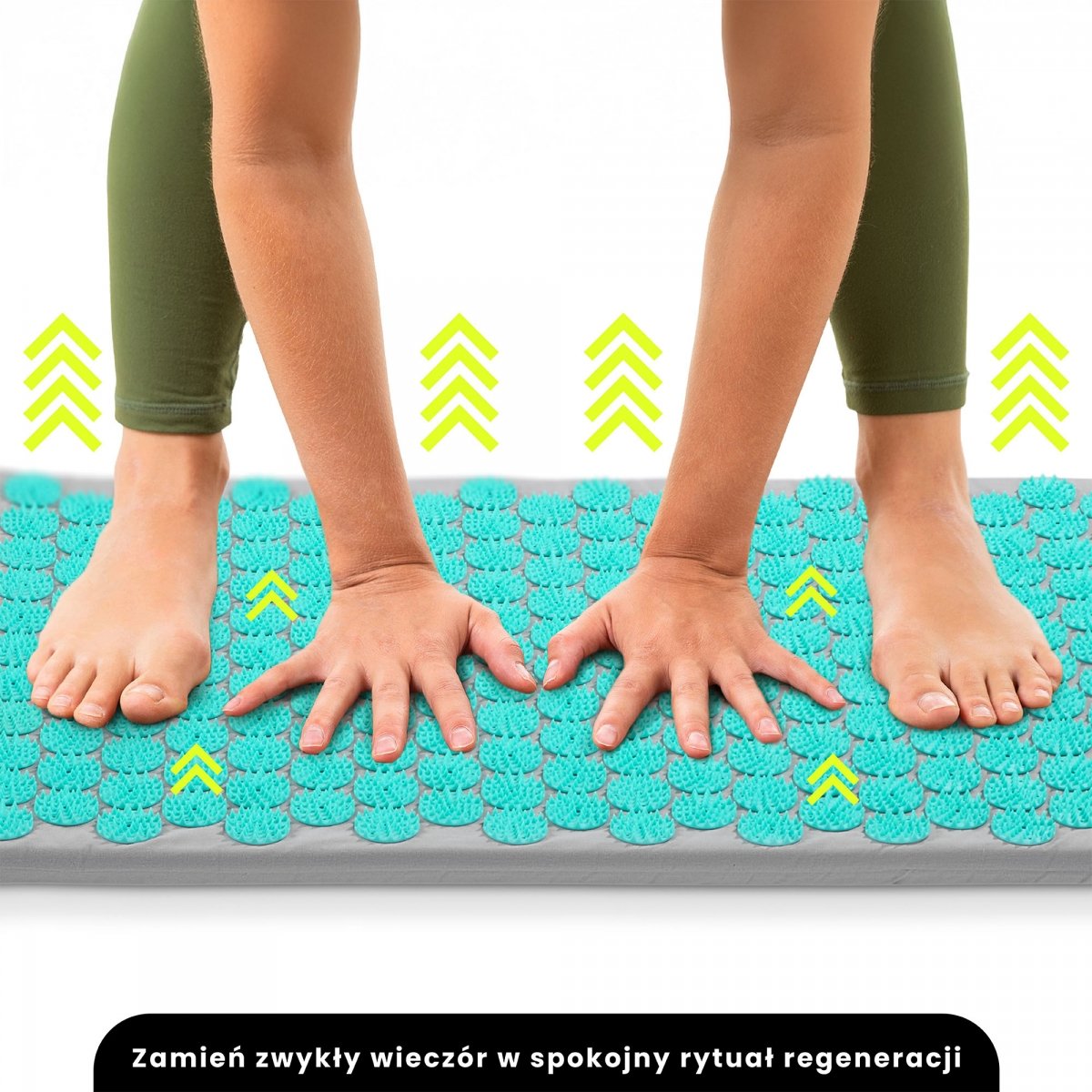 Mata do akupresury z poduszką i pokrowcem - 72 cm HyperMotion szaro-miętowa