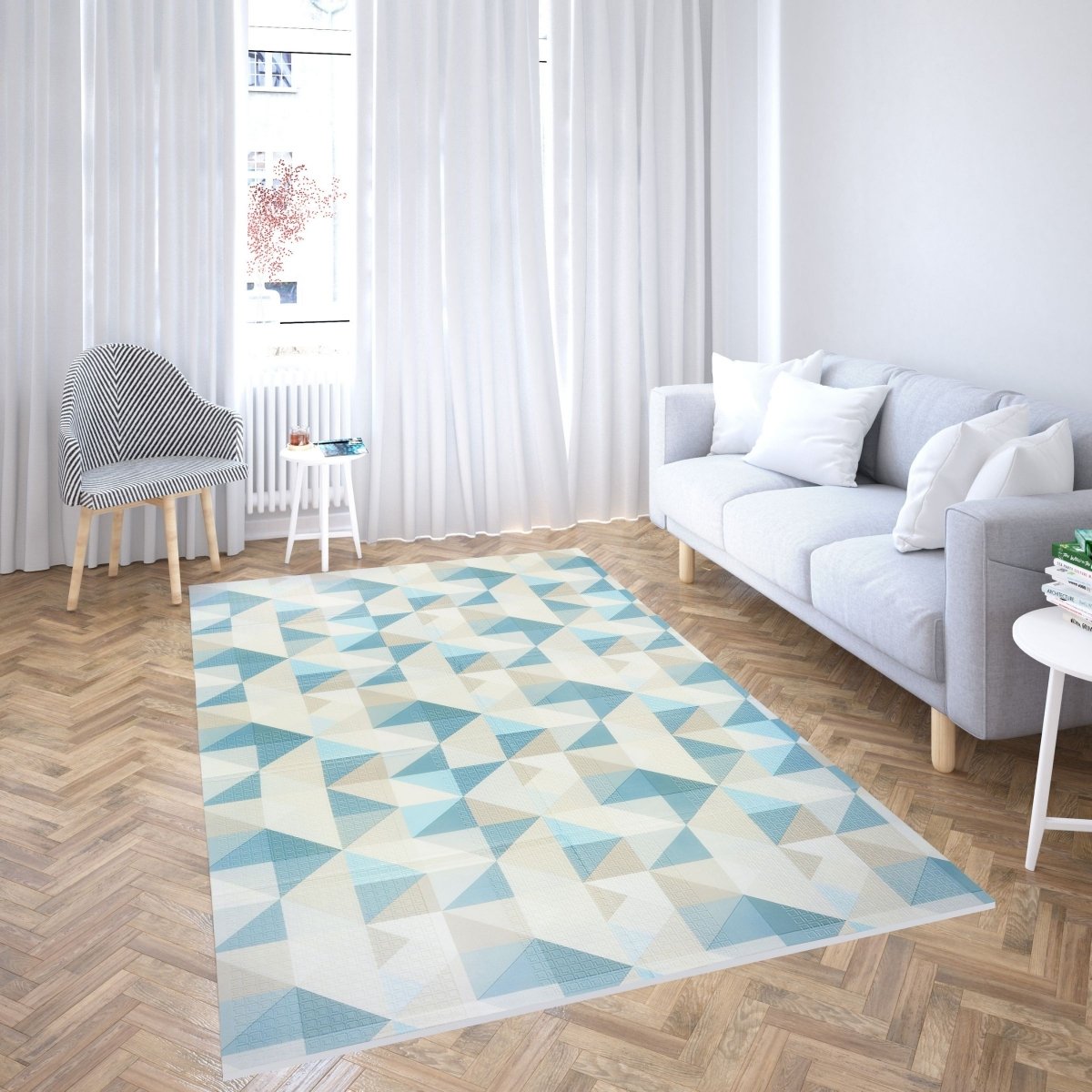 Dwustronna mata piankowa składana 180 x 120 x 1cm - Kosmos/Geometryczne trójkąty