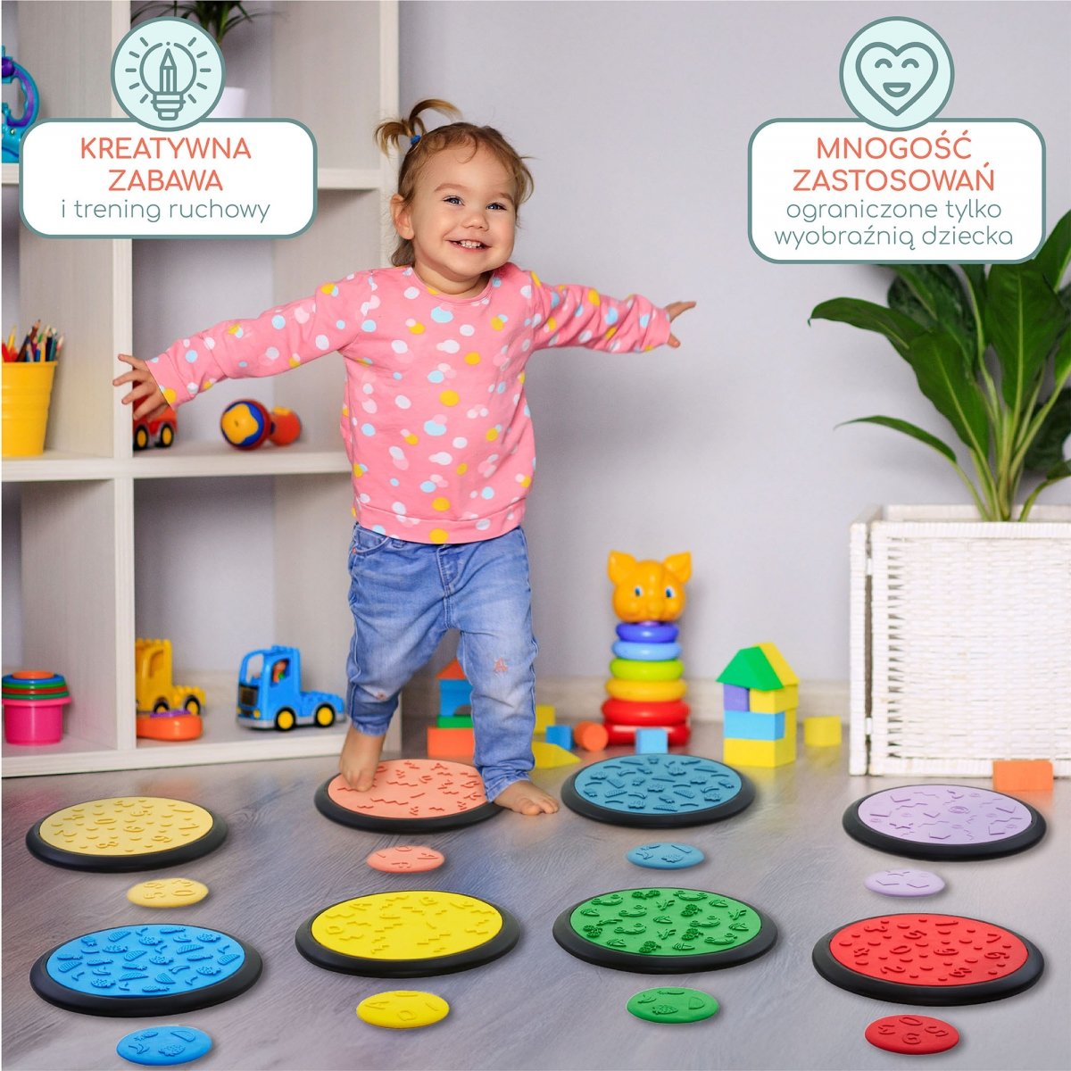 Kolorowe dyski sensoryczne dla dzieci - 12 sztuk