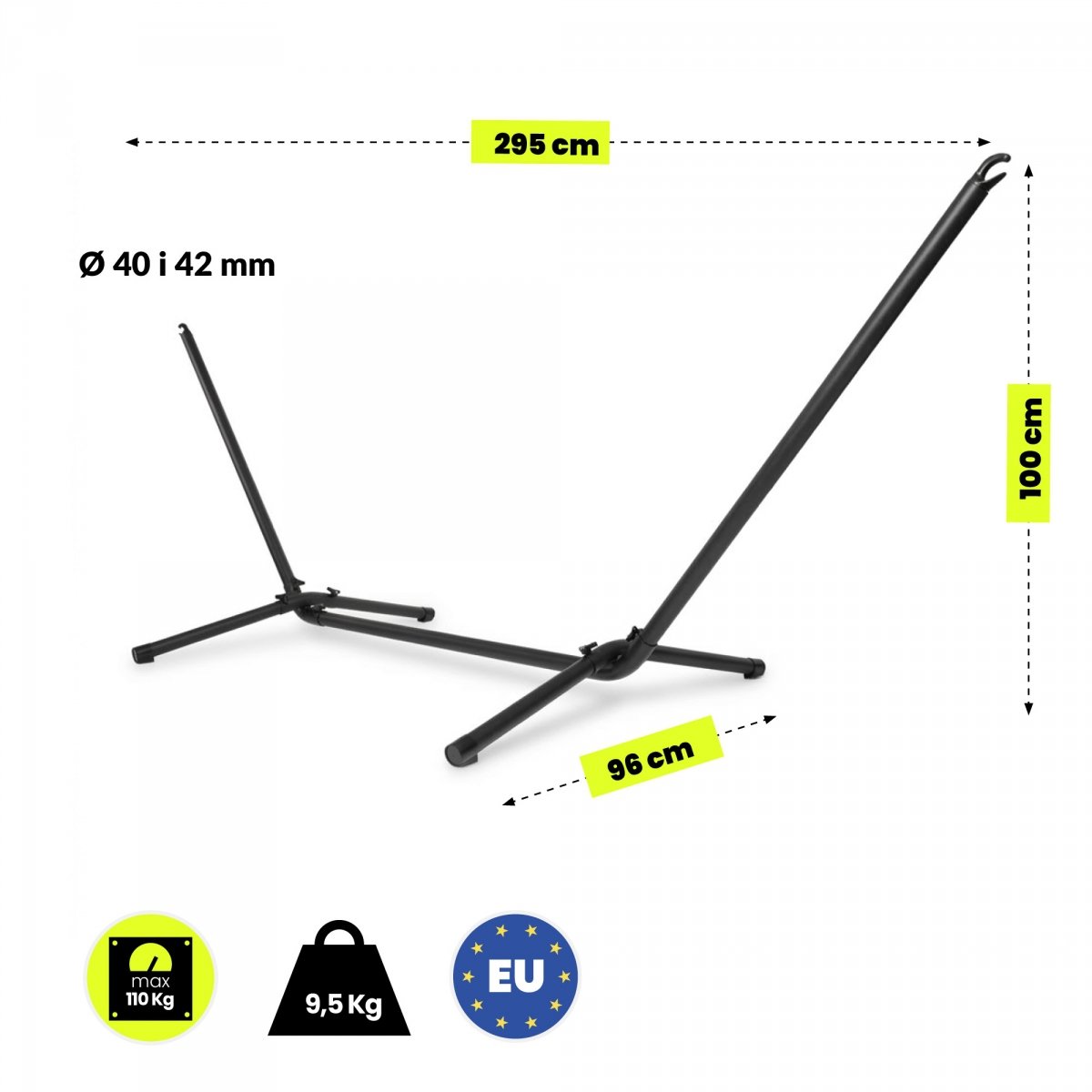 Stelaż do hamaka metalowy, solidny stojak na hamak ogrodowy