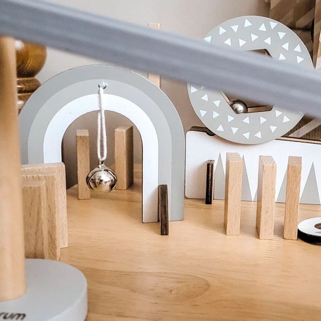 Drewniane klocki domino - tor przeszkód - 48 elementów