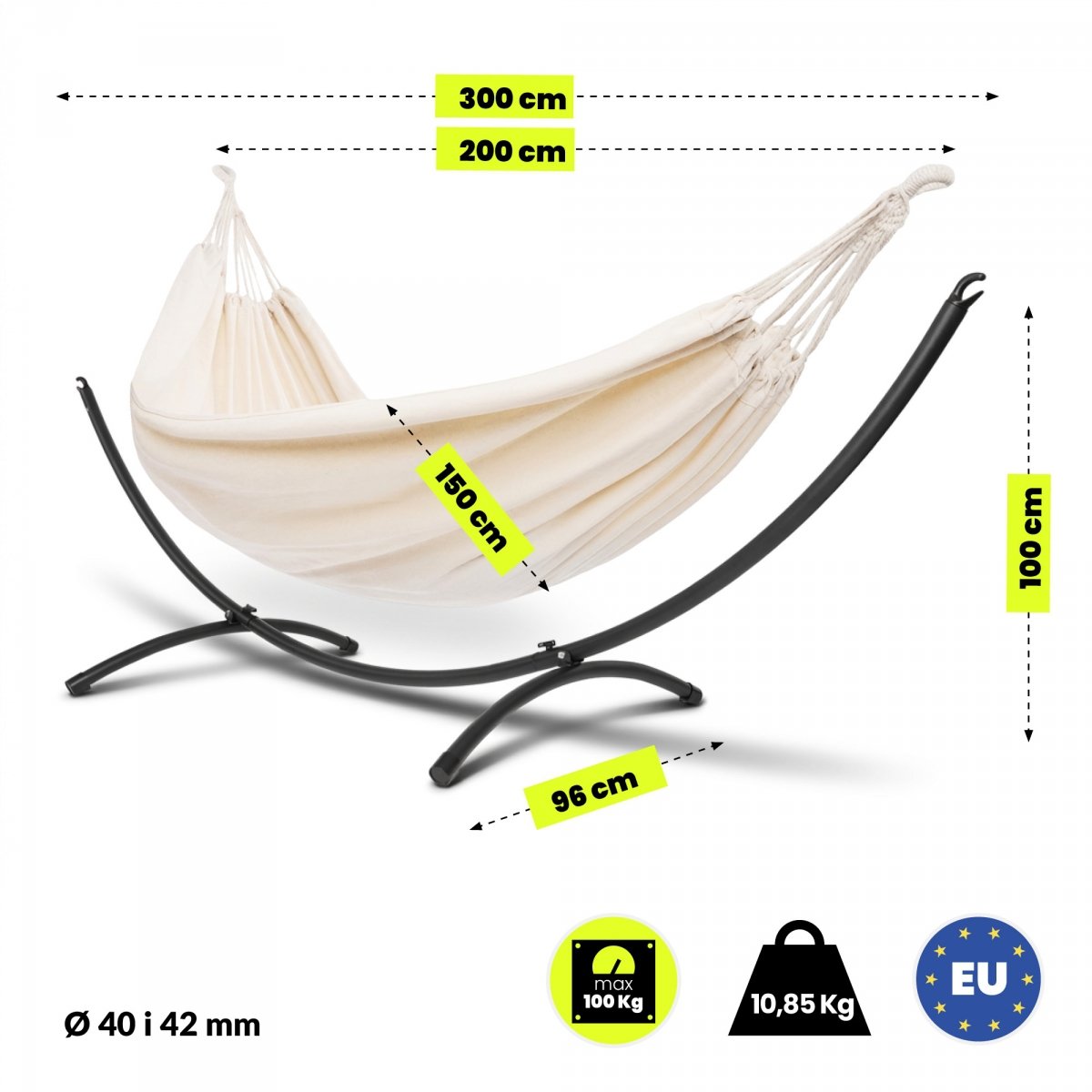 Zestaw hamak ogrodowy + stelaż metalowy łukowy – gotowa strefa relaksu