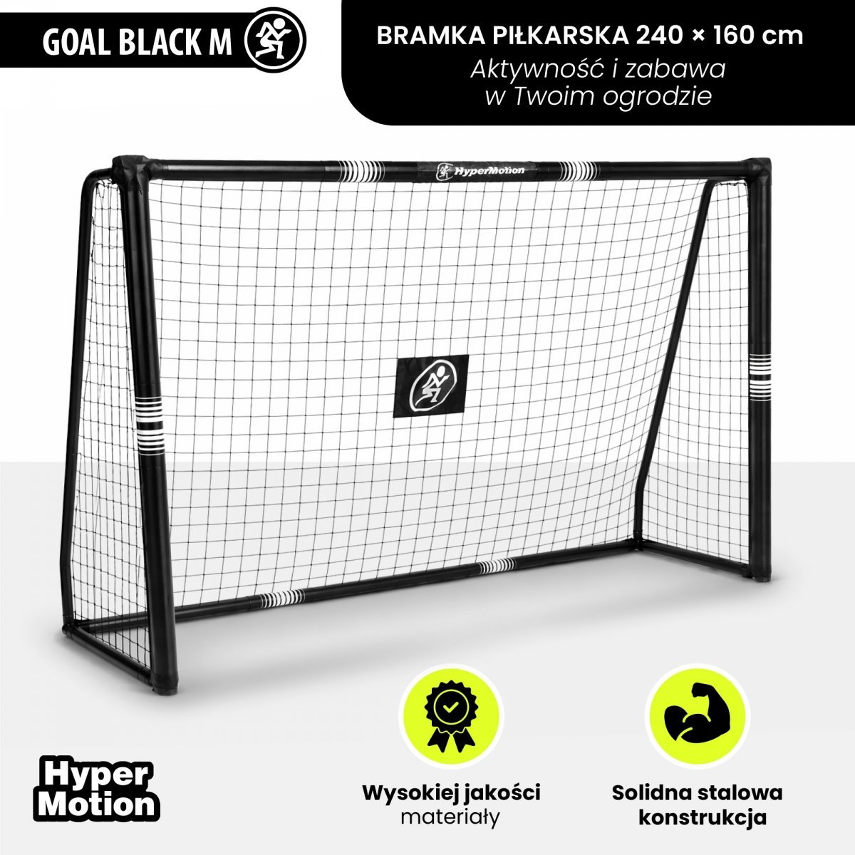 Bramka do piłki nożnej HyperMotion 240 × 160 cm – czarna