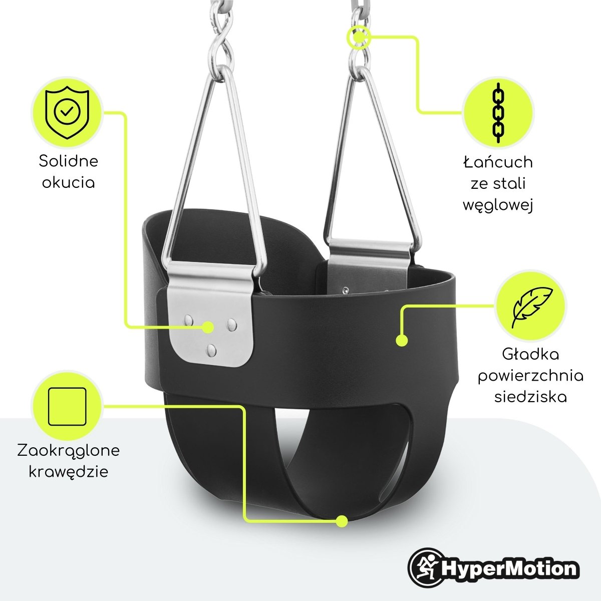 Huśtawka łańcuchowa dla małych dzieci HyperMotion z wysokim oparciem