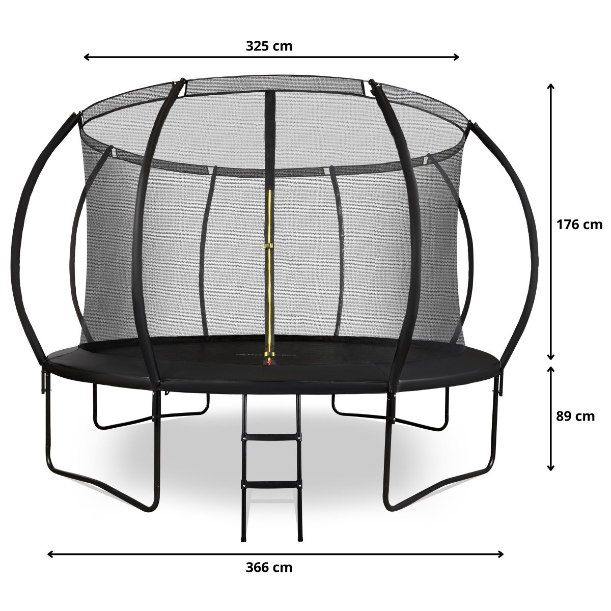 Trampolina ogrodowa XXL dla dzieci HyperMotion - 366 cm 12FT - z drabinką i siatką wewnętrzną - do domu i ogrodu - 150kg max