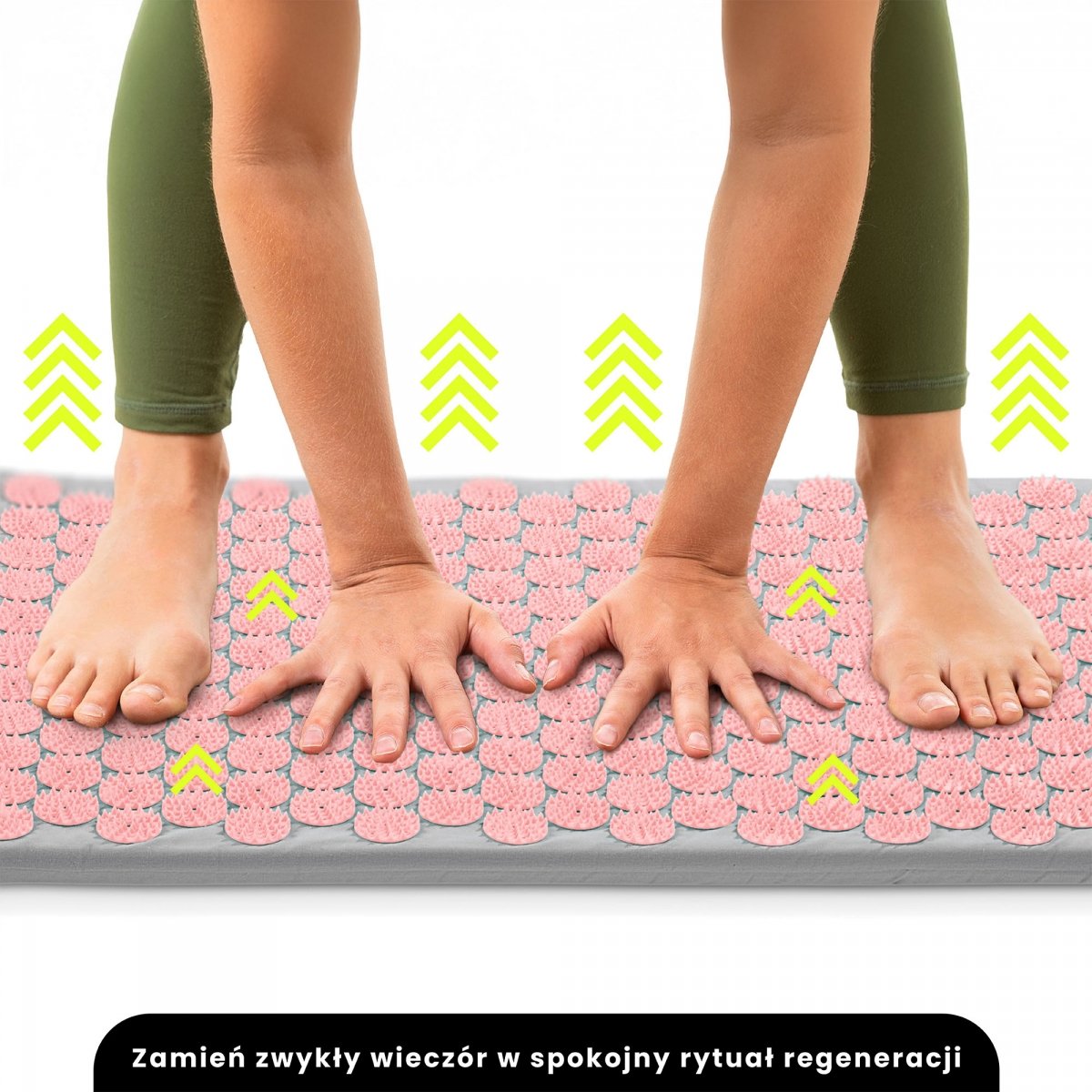 Mata do akupresury z poduszką i pokrowcem - 72 cm HyperMotion szaro-różowa