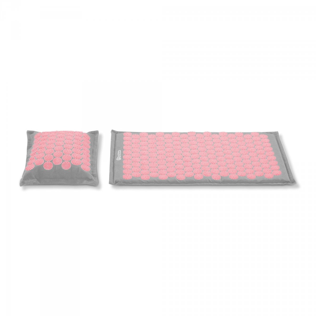 Mata do akupresury ECO lniana z włóknem kokosowym i poduszką z gryki – 68 cm HyperMotion szaro-różowa