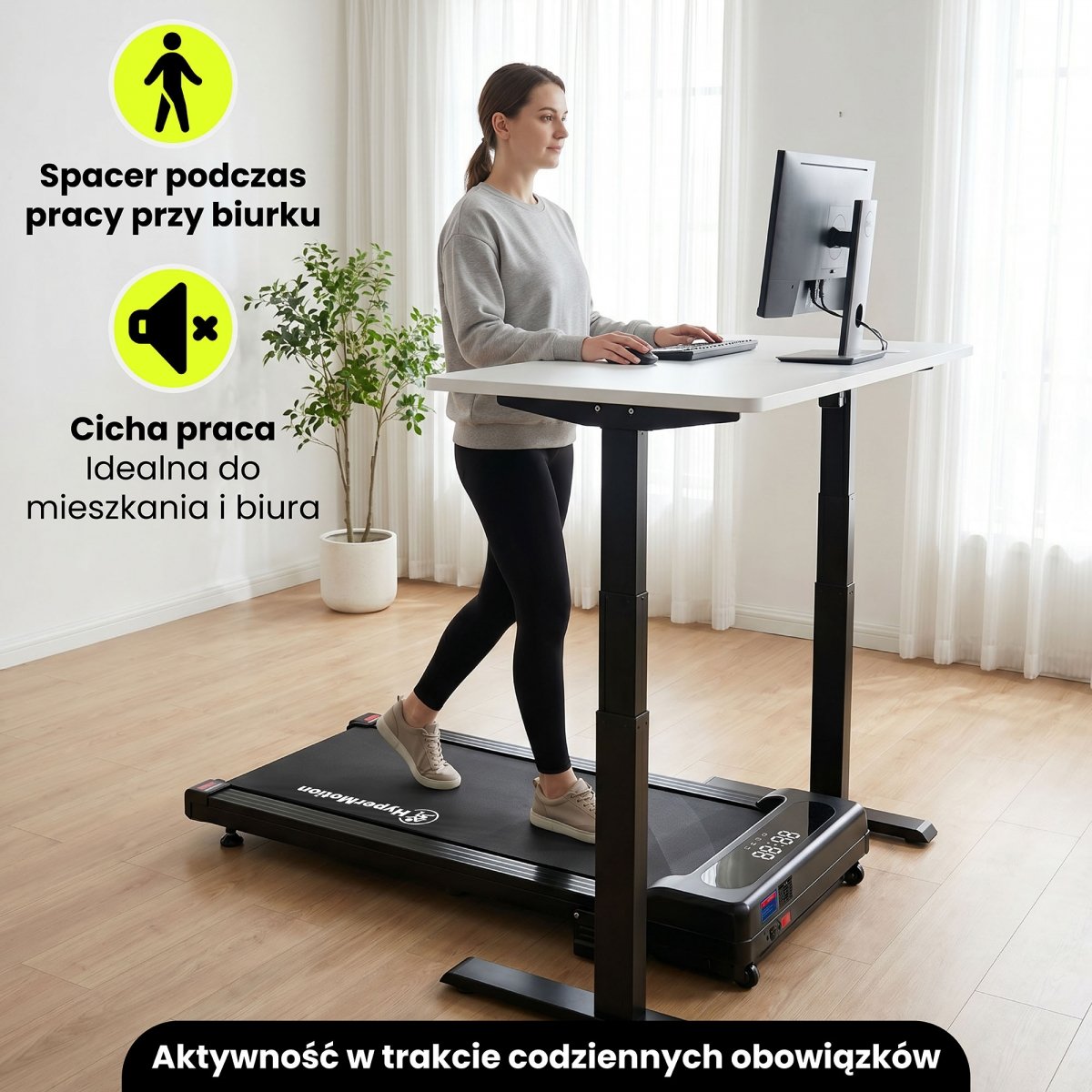 Domowa bieżnia elektryczna do chodzenia, pod biurko – HyperMotion Walkpad