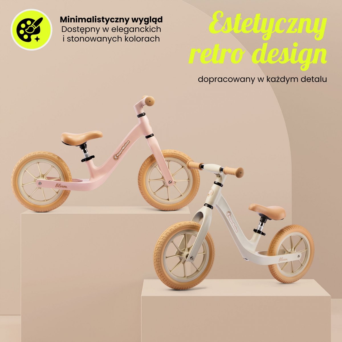 Rowerek biegowy dla dzieci HyperMotion Bloom 12 cali – Pudrowy Róż