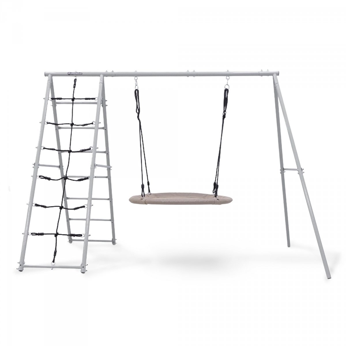 Ogrodowy plac zabaw XL 3w1 z bocianim gniazdem, drabinką i siatką wspinaczkową HyperMotion