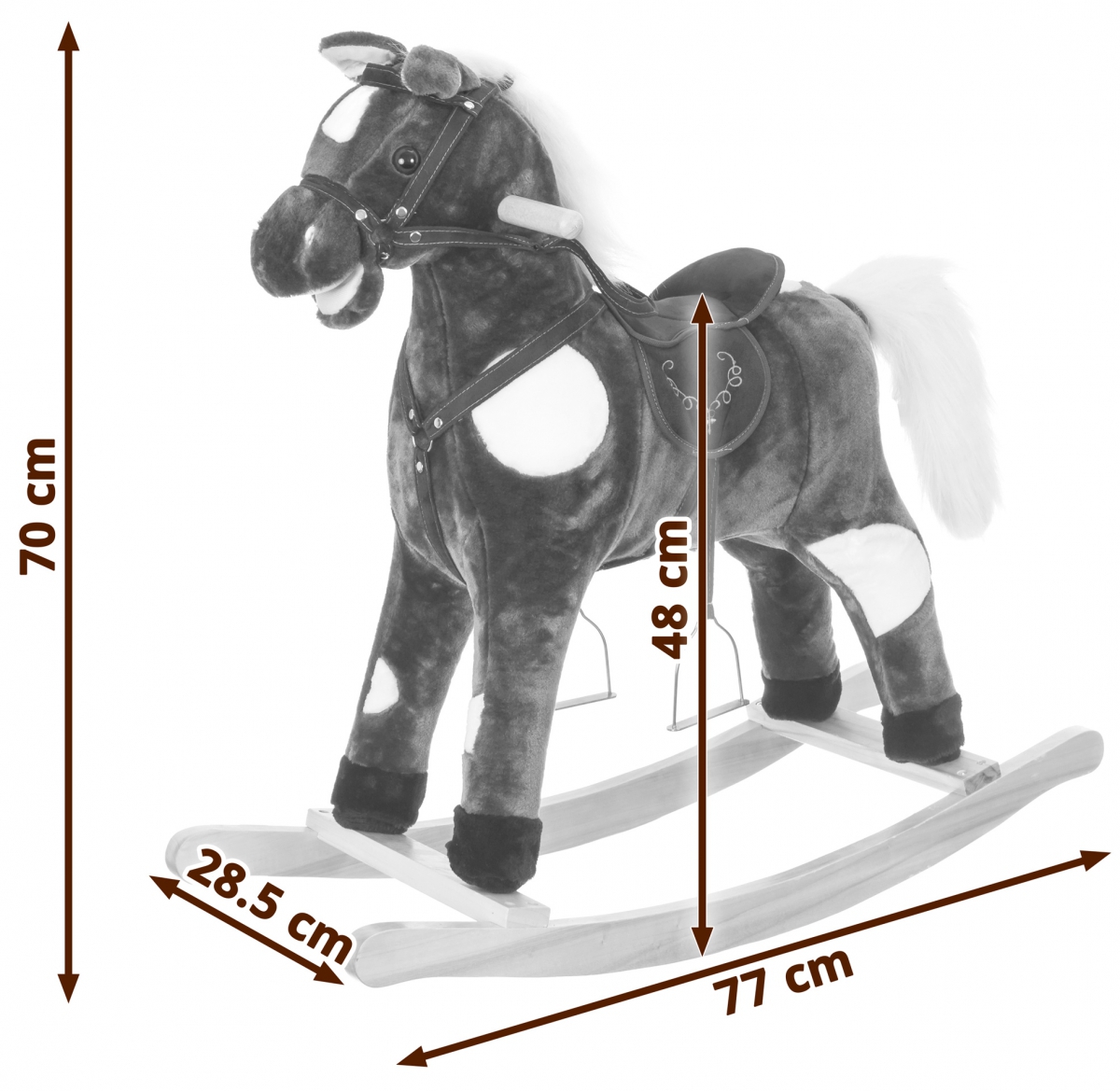 Koń na biegunach - duży 70 cm - beżowy