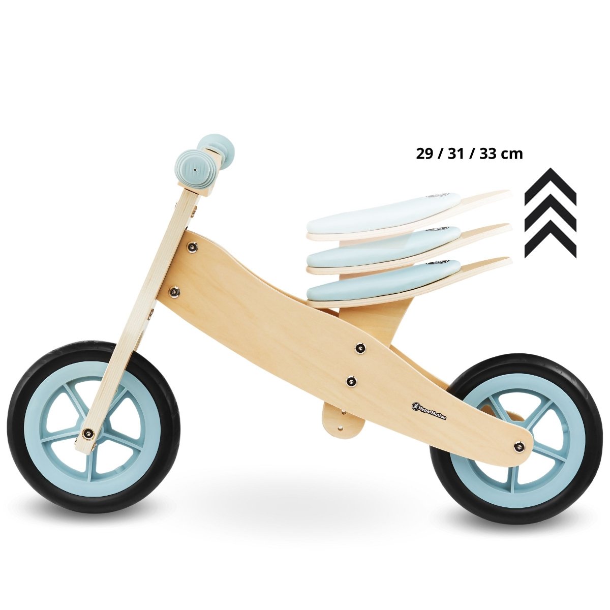 Drewniany rowerek trójkołowy i biegowy 2w1 - HyperMotion PERCY - błękitny