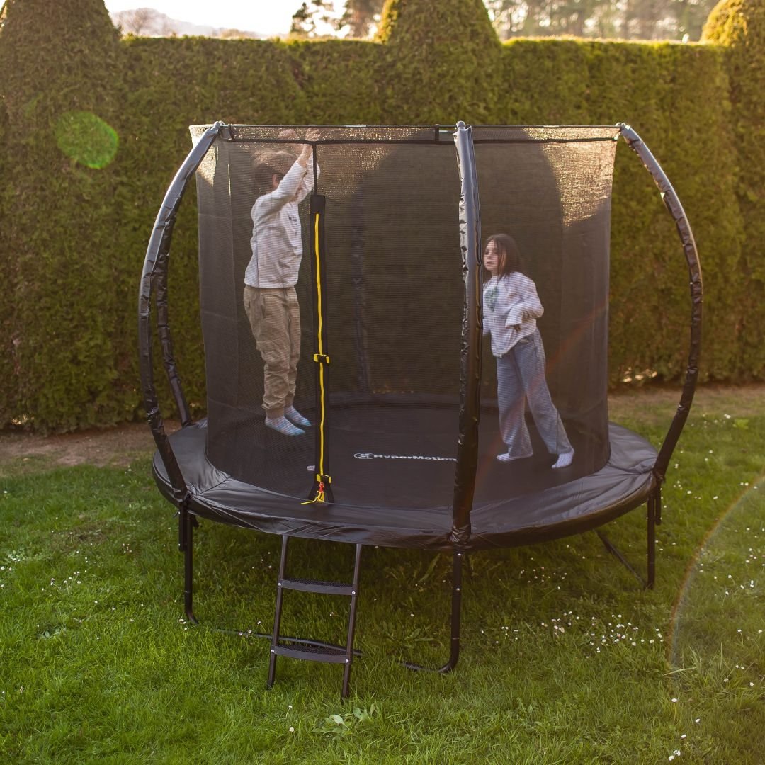 Trampolina ogrodowa dla dzieci HyperMotion - 244 cm 8FT - z drabinką i siatką wewnętrzną - do domu i ogrodu