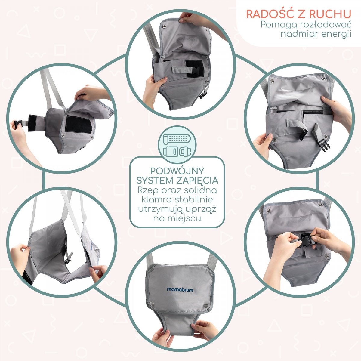 Drewniany skoczek dla dziecka ze stojakiem i regulowanym siedziskiem – jumper dla niemowląt 