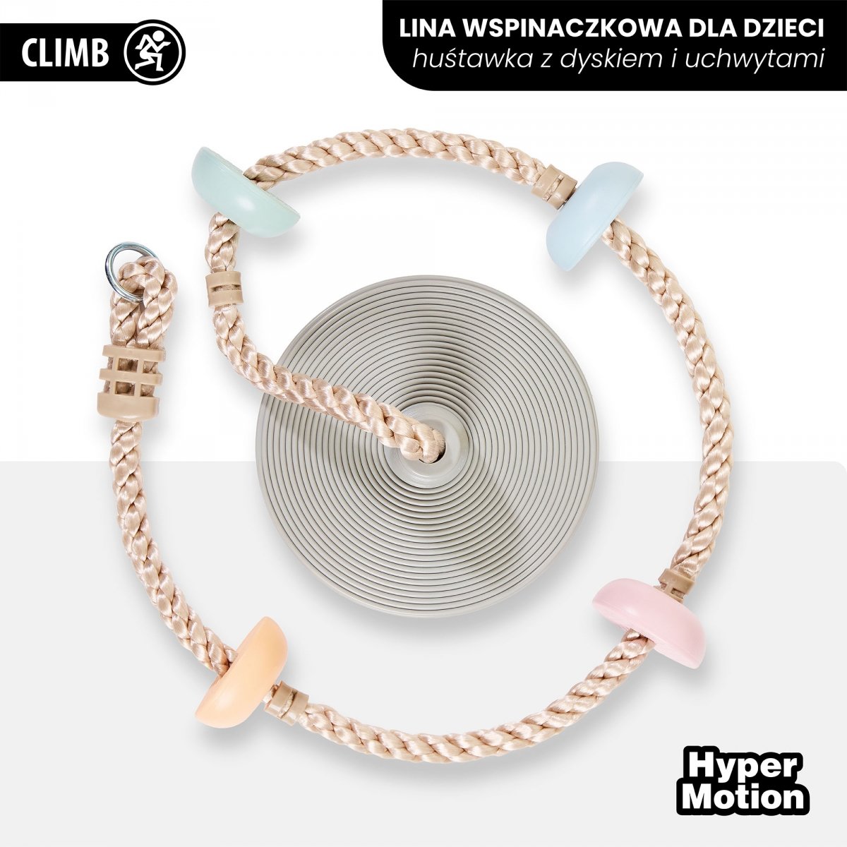 Lina wspinaczkowa dla dzieci z dyskiem i uchwytami - huśtawka ogrodowa HyperMotion