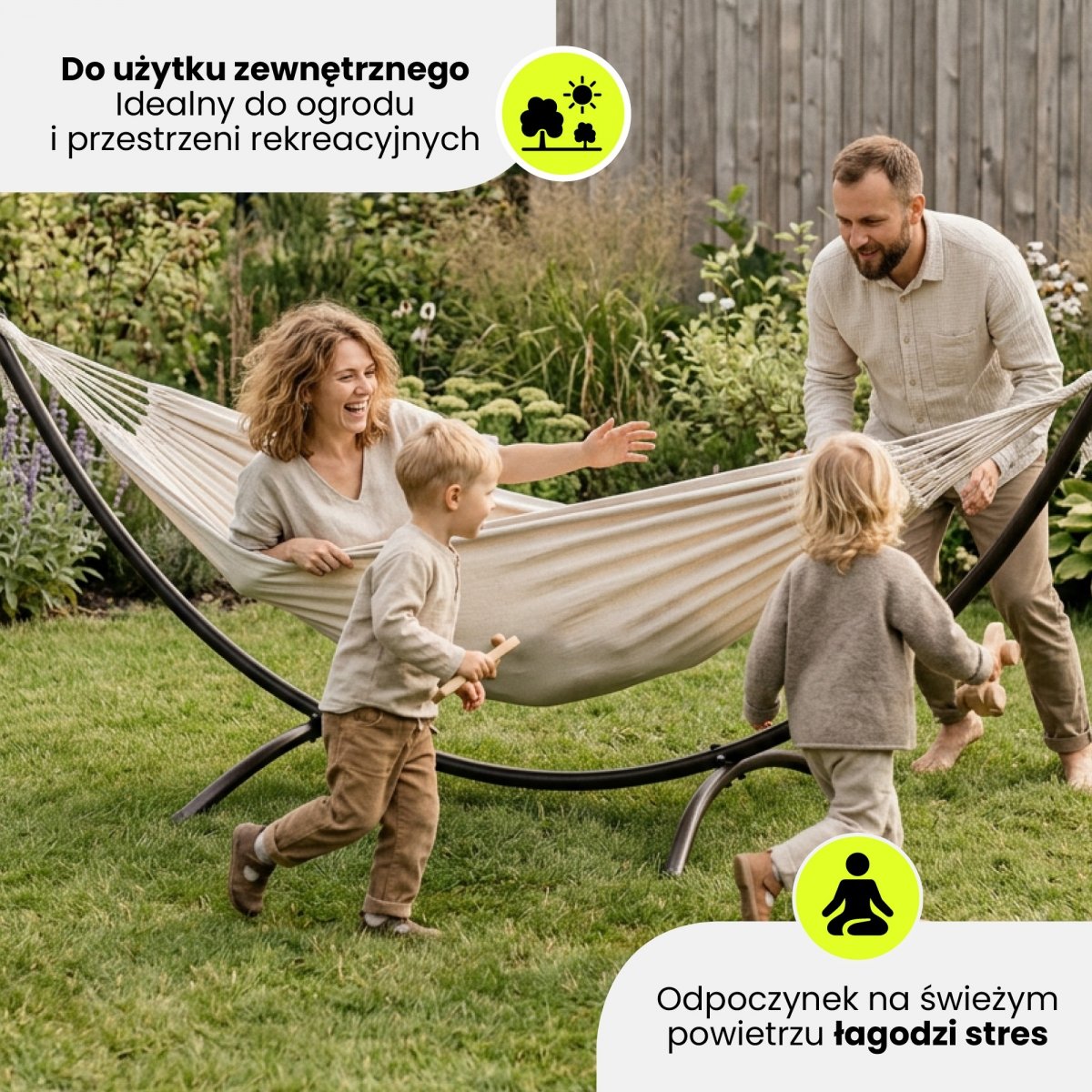 Stelaż do hamaka metalowy, solidny stojak na hamak ogrodowy - łukowy