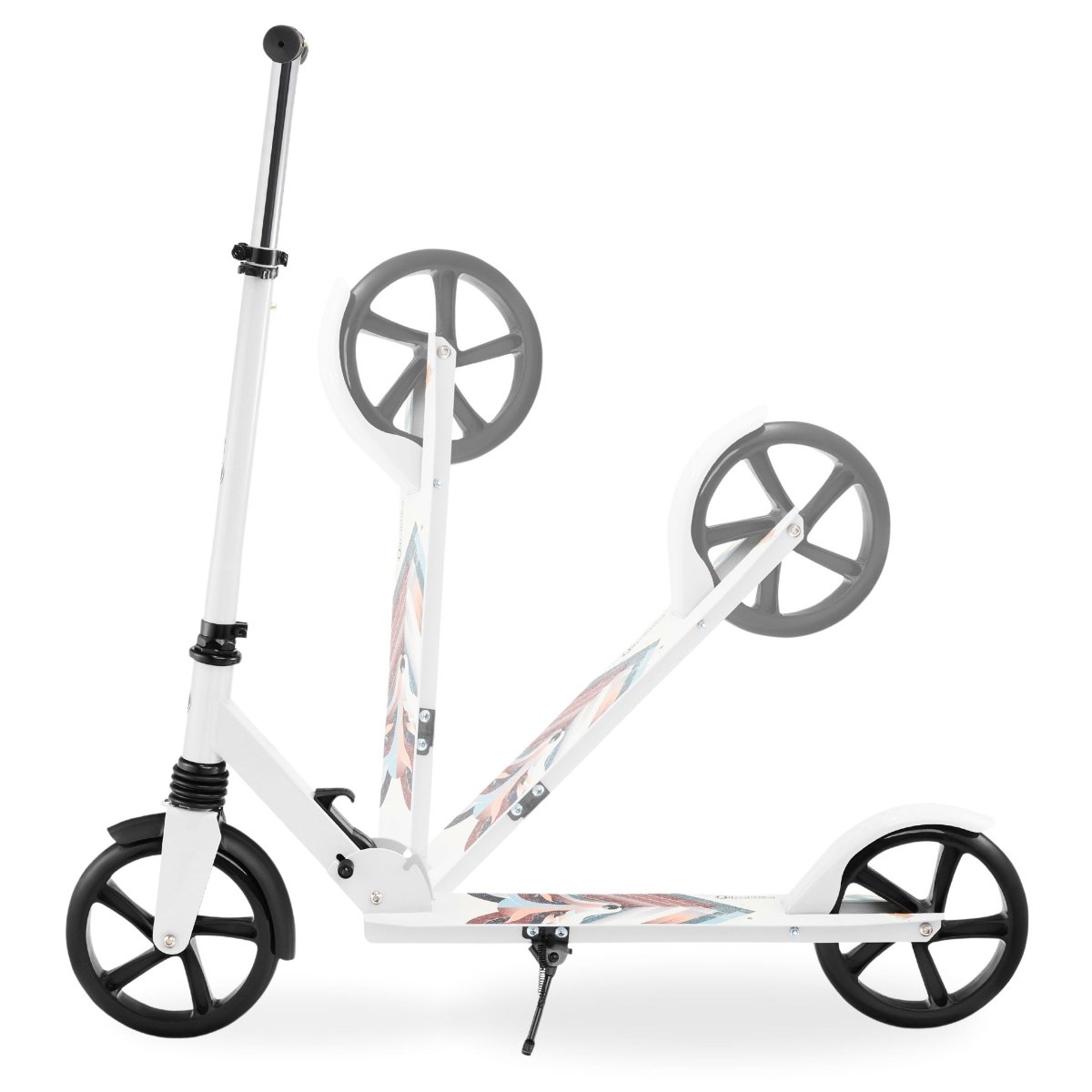 Hulajnoga dwukołowa dla młodzieży dorosłych - z amortyzatorem - Hypermotion CITY SWIFT Zimowy Lis - 100kg