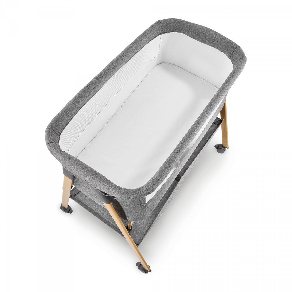Łóżeczko niemowlęce, wolnostojące, turystyczne, kołyska z materacem – szare