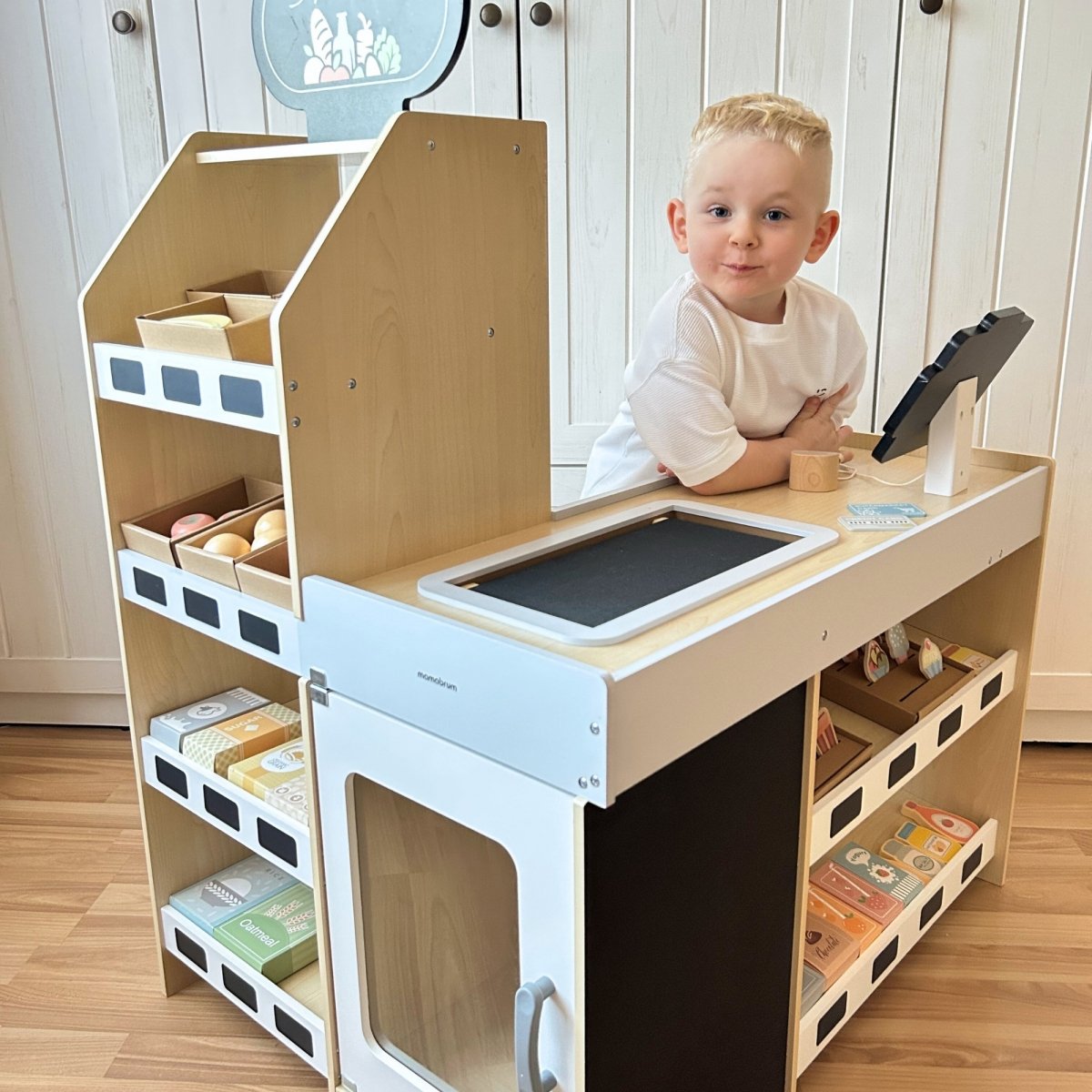 Drewniany warzywniak - duży stragan XXL, sklep z kasą do zabawy