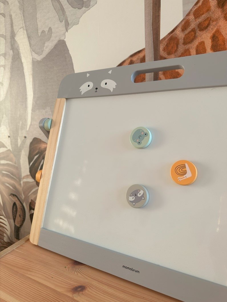 Duża drewniana tablica edukacyjna 2 w 1 magnetyczno-kredowa