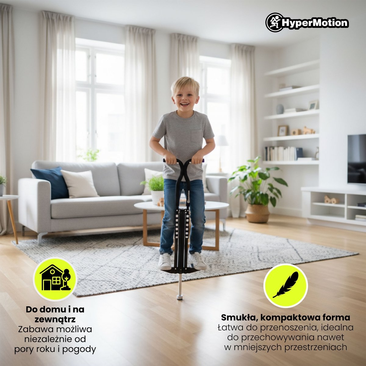 Skoczek sprężynowy typu POGO dla dzieci HyperMotion - kolor czarny