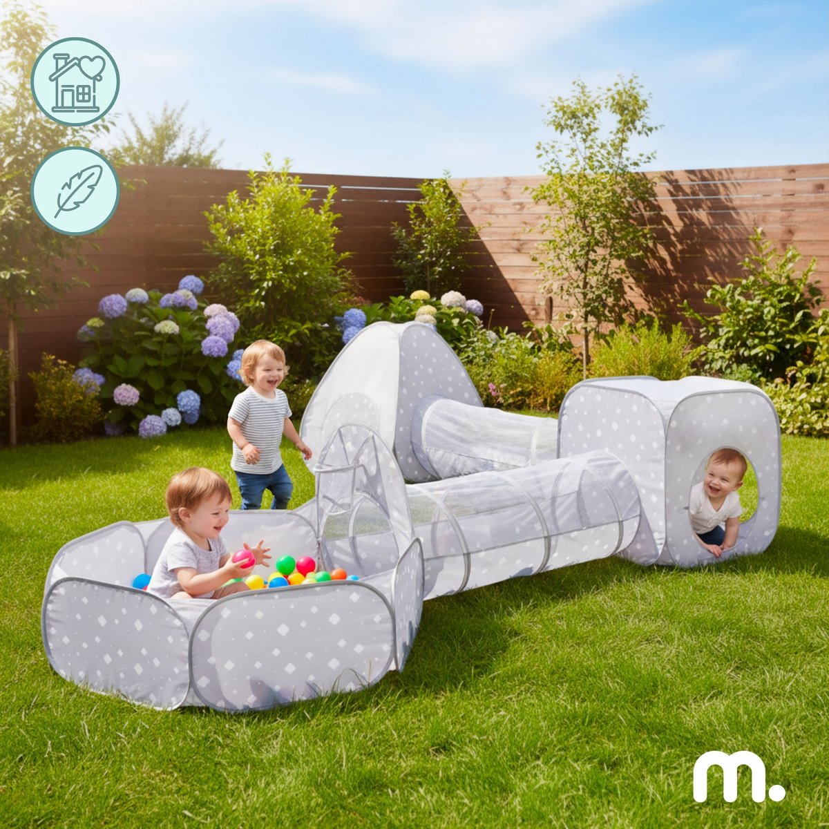 Duży zestaw do zabawy 5 w 1 - dwa namioty, tunele, basen na piłki - plac zabaw dla dziecka do pokoju i ogrodu, labirynt